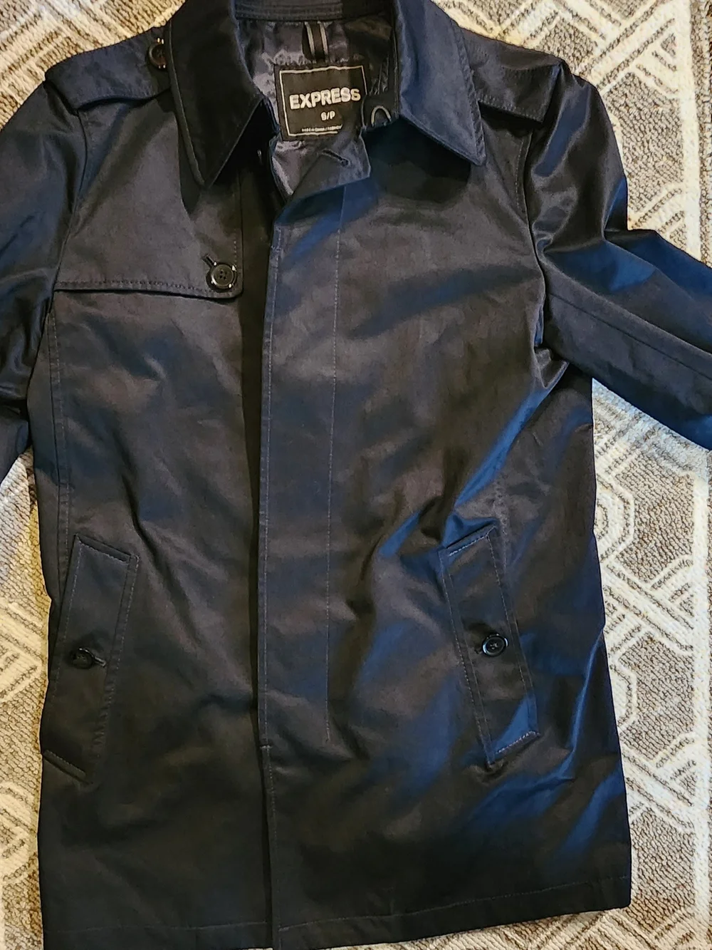 Express Men's Navy Trench Coat